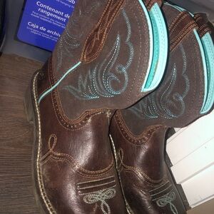 Ariat Brown and Turquoise Heeled Boots